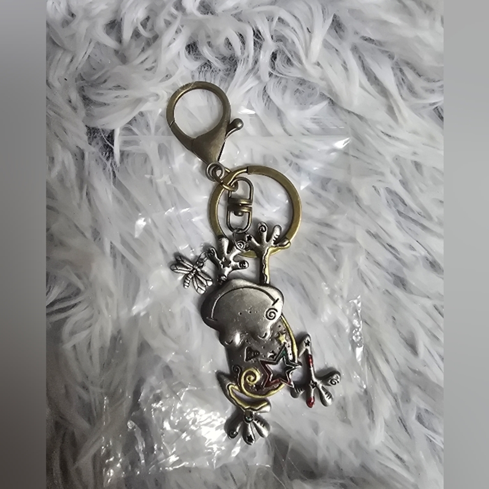 Silver and Gold Frog Keychainbag charm